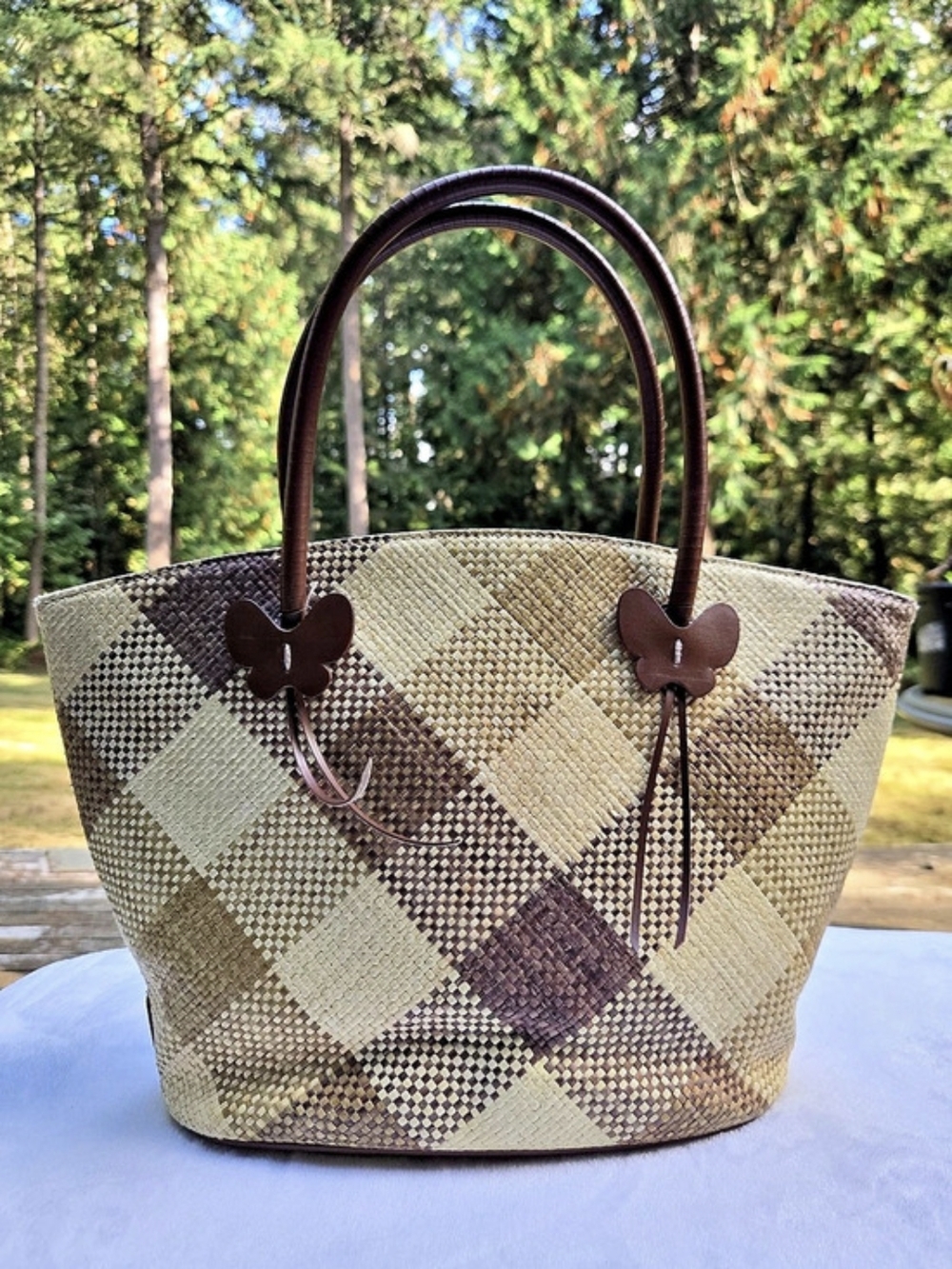 Etienne Aigner Geometric Tote Brown & Beige